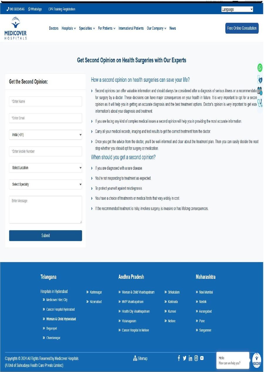 Second Opinion page before the rebuild